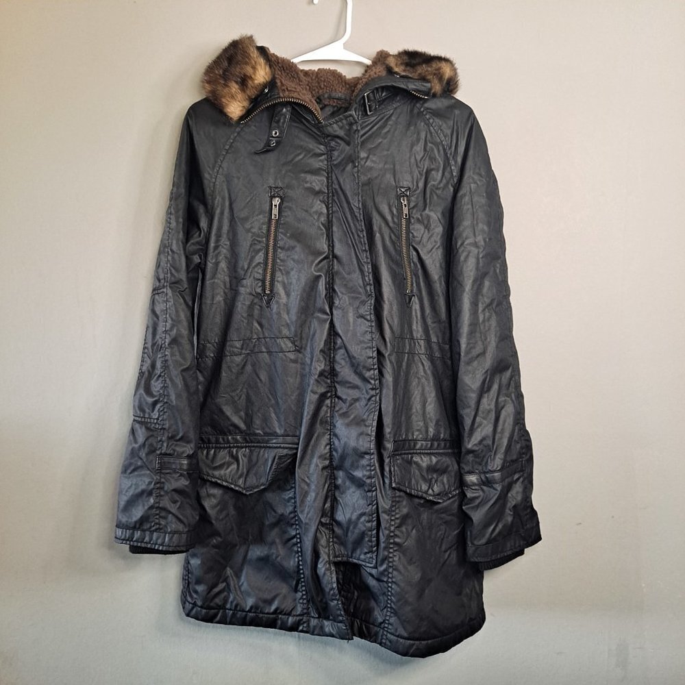 Sanctuary Clothing Winter Jacket Coat Black Fur